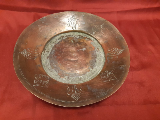 BAKIR KALEM İŞLEMELİ LENGER  DUVARA ASMA YERİ MEVCUT TABAK 