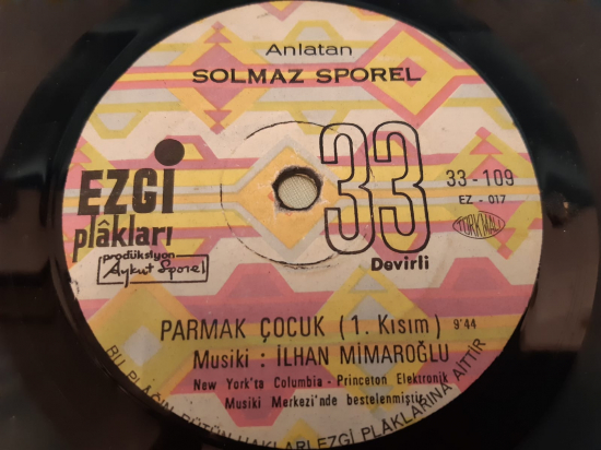EZCİ PLAK SOLMAZ SPOREL PARMAK ÇOCUK 45 LİK YERLİ PLAK 