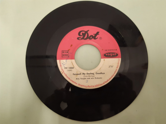 DOT PLAK BİLLY VAUGHN UND SEİN ORCHESTER FAREWELL MY DARLİNG , GOODBYE SO EİN TAG, SO WUNDERCHÖN WİE HEUTE 45 LİK YABANCI PLAK 