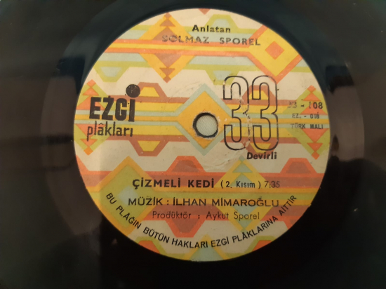 EZCİ PLAK SOLMAZ SPOREL ÇİZMELİ KEDİ 45 LİK YERLİ PLAK 