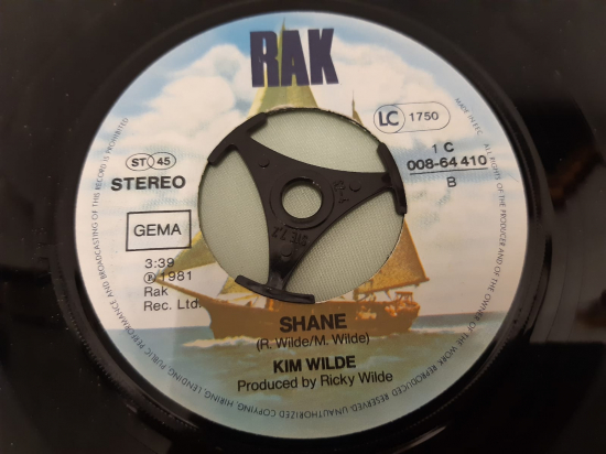 RAK PLAK KIM WILDE SHANE , CHEQUERED LOVE 45 LİK YABANCI PLAK 