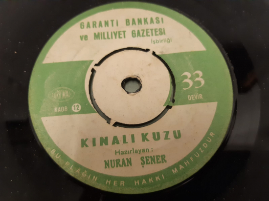 GARANTİ BANKASI NURAN ŞENER KINALI KUZU , SİHİRLİ DAVUL 45 LİK YERLİ PLAK 