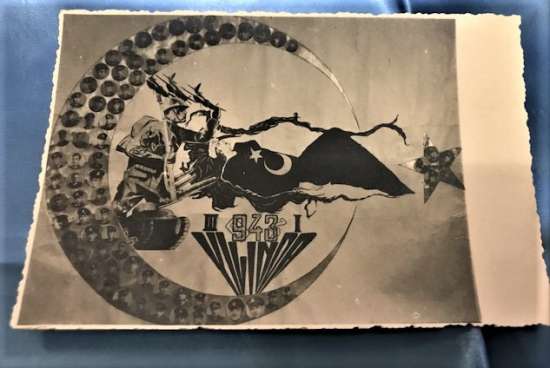 1943 1944  YILINDA ASKER UCAK TANK TÜRKİYE HARITASI ÜZERİ BAYRAK ÖRTÜLÜ HEMŞİRE