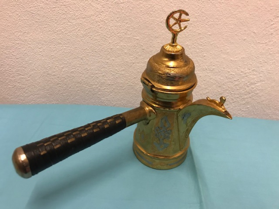 SAPLI MIRRA SARI ÜZERİ EL KALEM İŞCİLİKLİ CEZVE 