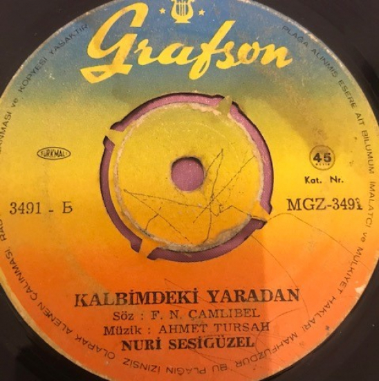 NURİ SESİGÜZEL FIRAT KENARINDA-AHIM KALMIYA 45 LİK YERLİ PLAK  