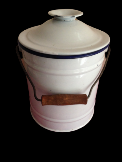 BUYUK BOY KAPAKLI TAŞIMA KULPLU BEYAZ EMAYE KOVA 