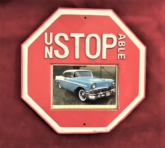 CERCEVELİ RESİMLİ  METAL TABELA UN STOP ABLE  21 CM CAPINDA 