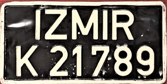  İZMİR 21789 NUMARALI ARAC PLAKA  ALÜMİNYUM  KABARTMA  YAZI 
