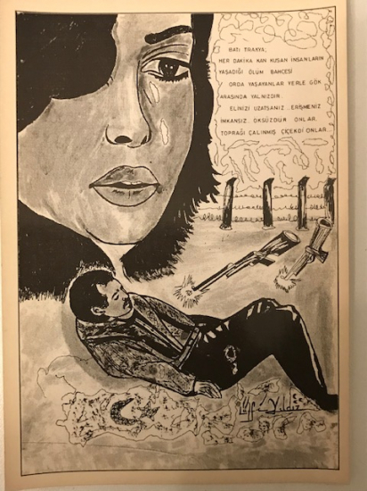 LATİF YILDIZ IN  CİZİMİ TASARIMLARIYLA YAPILIP BASILAN  MHP PROPAGANDA KARTPOSTAL 17 X 12 CM 