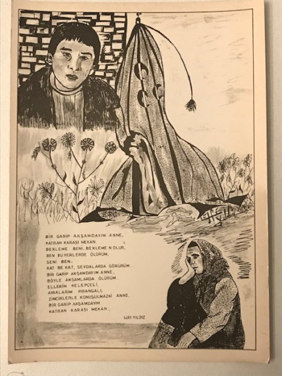 LATİF YILDIZ IN  CİZİMİ TASARIMLARIYLA YAPILIP BASILAN  MHP PROPAGANDA KARTPOSTAL 