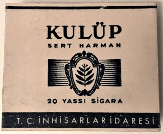 T.C İNHİSARLAR İDARESİ KÜLÜP SERT HARMAN 20 YASSI SIGARA 50 KURUŞ KARTON SIGARA KUTUSU