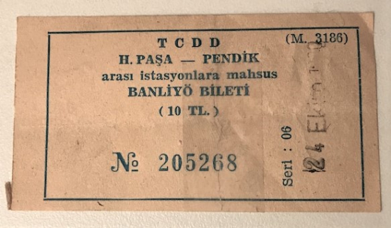 TCDD HAYDARPAŞA PENDİK ARASI İSTASYONLARA MAHSUS BANLİYO BİLETİ 10 TL  24 EKİM 1980
