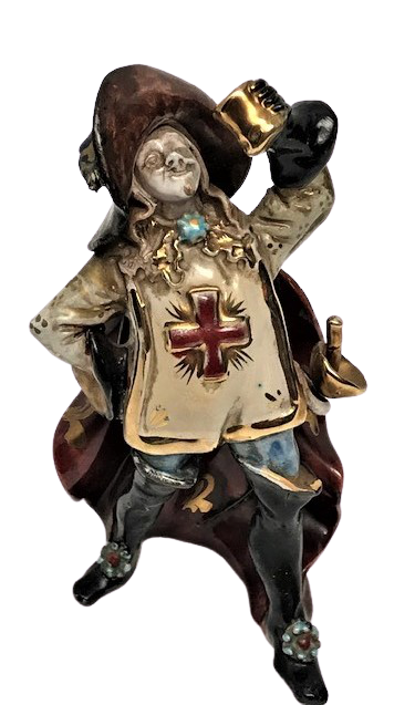 FRANSANIN ÜC SİLAHŞÖRLERDEN BİRİ OLAN DARDATYAN FÜGÜRÜ EL BOYAMA PORSELEN BİBLO