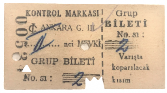 2 DİLDE HAZIRLANMIŞ TÜRKİYE CUMHÜRİYETİ DEVLET DEMİRYOLLARI TCDD  ANKARA 2 MEVKİ KARTON GRUP TREN BİLETİ