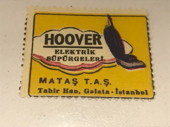 HOOVER ELEKTRİKLİ SÜPÜRGE VİNYET REKLAM PULU 30.36 mm 1950   