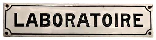 OSMANLI KIZ HEKİMLERDE KULLANILMIŞ FRANSIZCA LABORATOIRE EMAYE TABELA BÖMBELİ DİKDÖRTGEN FORMDA 
