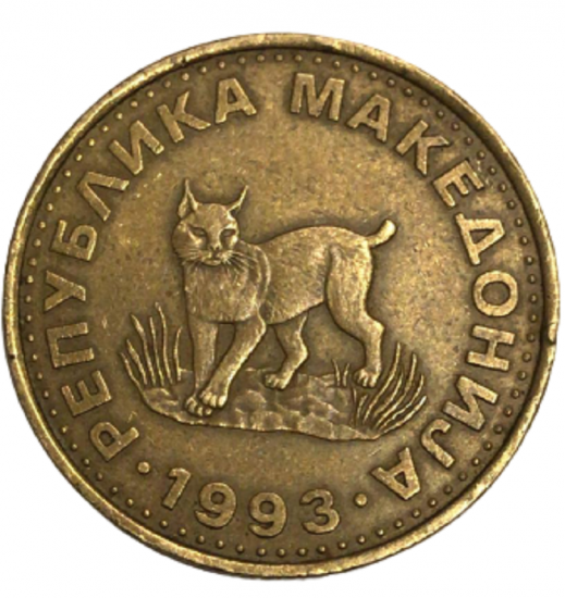 1993 BASIM 5 MEKEDONYA DİNARI  METAL PARA İLK DEDAVULE CIKAN