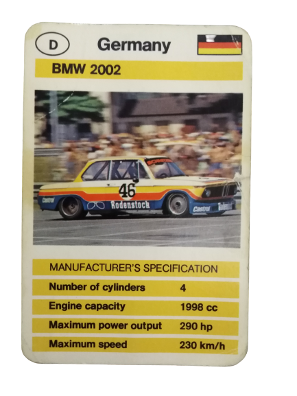 FX SCHMİD DUBREQ LİMİTED  MANUFACTURER'S SPECIFICATION KARTON OYUN KARTI  GERMANY BMW 2002 