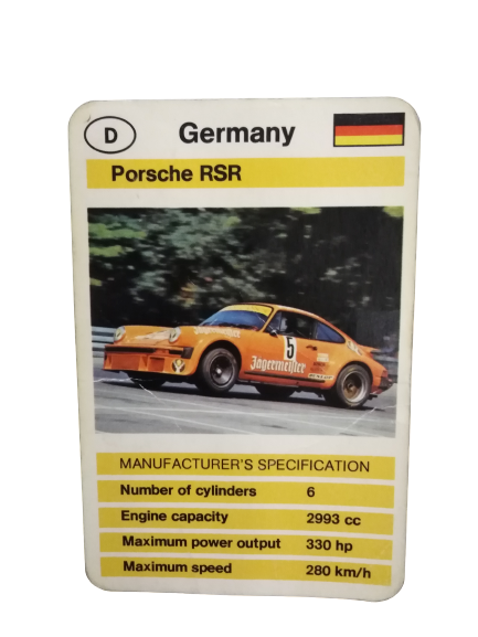 FX SCHMİD DUBREQ LİMİTED  MANUFACTURER'S SPECIFICATION KARTON OYUN KARTI  GERMANY PORSCHE RSR 