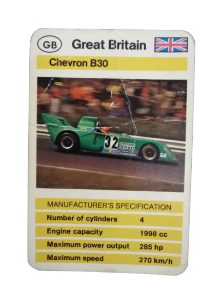 FX SCHMİD DUBREQ LİMİTED  MANUFACTURER'S SPECIFICATION KARTON OYUN KARTI GREAT BRITAIN CHEVRON B30