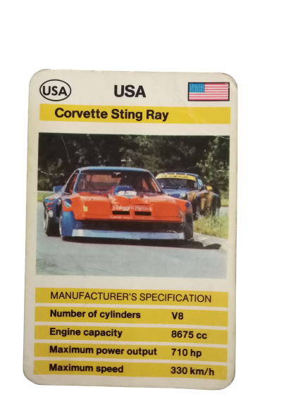 FX SCHMİD DUBREQ LİMİTED  MANUFACTURER'S SPECIFICATION KARTON OYUN KARTI USA CORVETTE STING RAY