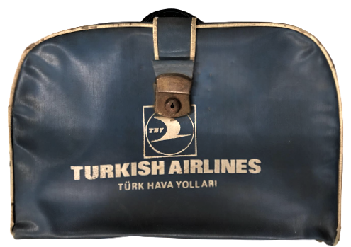 CANTA TURKISH AIRLINES TURK HAVA YOLLARI CANTA FERMUARLI KİLİTLİ  KULPLU SEYEHAT CANTASI 60 LI YILLAR