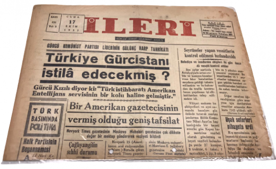 İLERİ GÜNLÜK SİYASİ DEMOKRAT GAZETE 17 EKİM CUMA 1952  ANTALYA İLERİ GAZETESİ SATIŞ FİYATI 5 KURUŞTUR