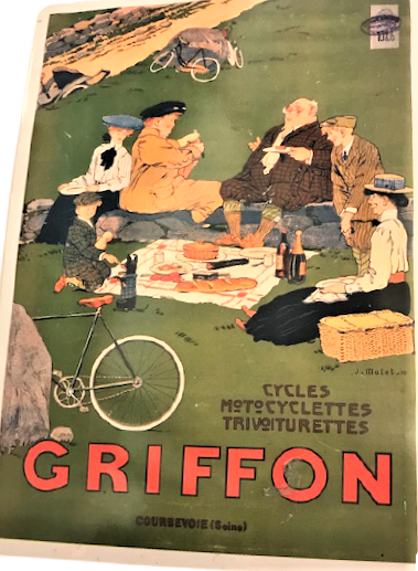 CYCLES MOTO CYCLETTES TRIVOITURETTES GRIFFON COURBEVOIE ( SEİNE) REKLAM TENEKE TABELA 