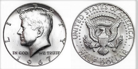 UNIDET STATES AMERİCA HALF DOLLAR 1967 LİBERTY KENNEDY COIN USA CİRCULATED MONEY % 40 GÜMÜŞ % 60 BAKIR KARIŞIMINDANDIR