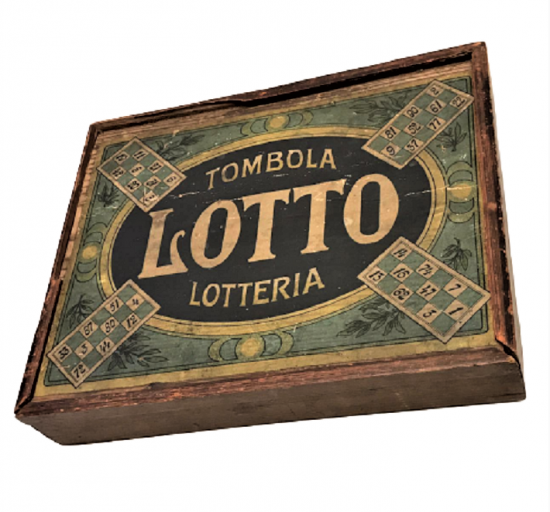 YENİ YIL ŞANS OYUNU TOMBALA TOMBOLA LOTTO LOTTERİA 1940 AHŞAP KUTUSUNDA 
