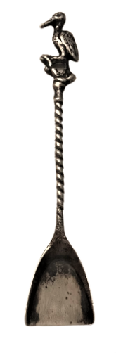 ÜZERİ FLEMİNGO FUGURLU  AYAR DAMGALI GUMÜŞ MİNİ KÜREK 7 CM BOYUNDA KUREK KISMI 15 MM 