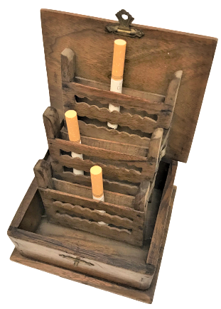 AHŞAP CEZA EVİ MAHKUMLARIN YAPTIGI SIGARA İKRAM KUTUSU MEKANİK SİSTEMLİ 30 SIGARA