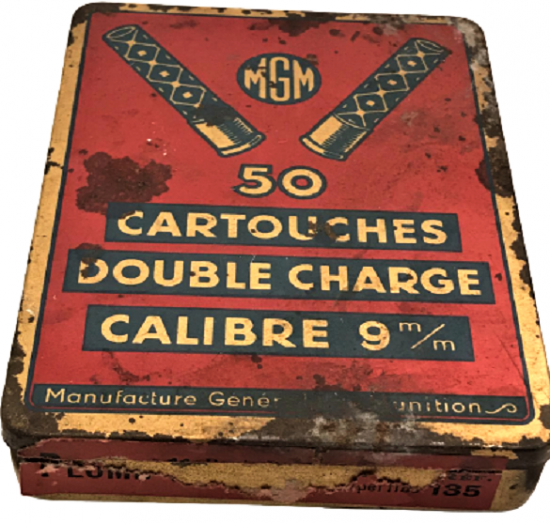 MGM CARTOUCHES DOUBLE CHARGE CALIBRE 9 MM TENEKE KAPAKLI FİŞEK KUTU