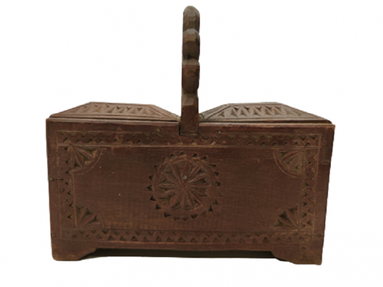  KAHVEDAN KAHVE ŞEKER AHŞAPKAPAKLI  ÇİFT GÖZLÜ MUHAFAZA SAKLAMA KUTUSU