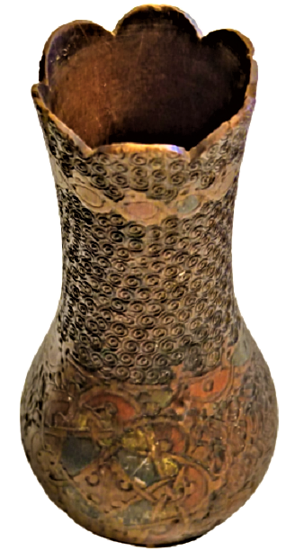 OSMANLI KOK BOYA EL YAPIM TEKKE İŞİ AHŞAP EL YAPIM MEVLEVİ SEMBOLLU VAZO 