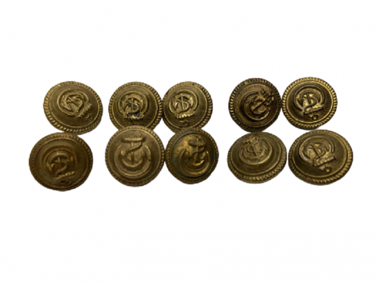 ASKERİ PİRİNC ÜZERİNDE DENİZCİ CIPASI BULUNAN 10 ADET UFAK BOYDA ELBİSESİ DÜĞMESİ