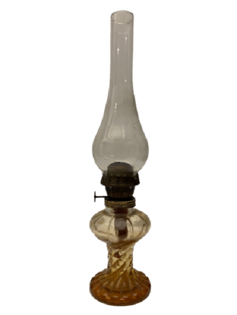 CAM HAZNELİ UZUN BURGULU FİTİLLİ, MAKİNELİ  ŞİŞESİ ÜZERİNDE GAZ LAMBASI