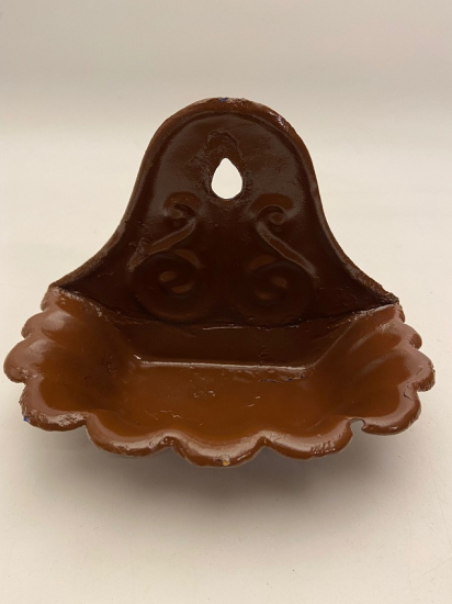 OSMANLI  METAL EMAYE KAHVERENGİ DUVARA ASILAN İÇERSİNE SABUN KOYULAN SABUNLUK