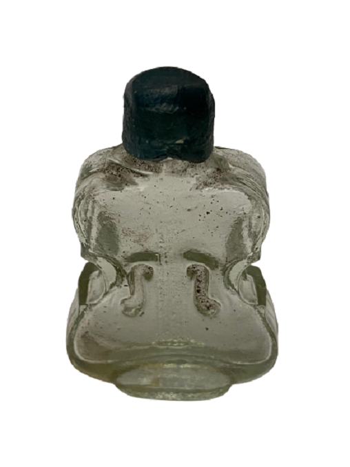 MİNYATÜR KEMAN FORMUNDA BEYAZ CAM MİKA KAPAKLI PARFÜM ŞİŞESİ