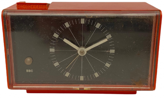 1960 RETRO ALMAN BBC QUARTZ  SIGNAL MASA ÜZERİ ORANJ RENKDE ÇALAR SAAT 