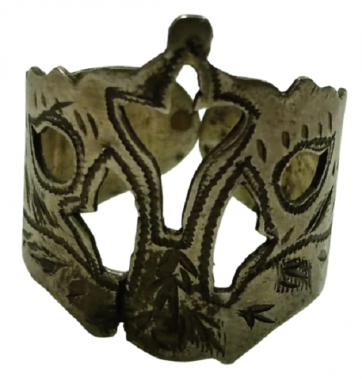 1800 OSMANLI TURALI DAMGALI SAVATLI TESTERE İŞİ TAC TASARIM SANAT ESERİ YÜZÜK