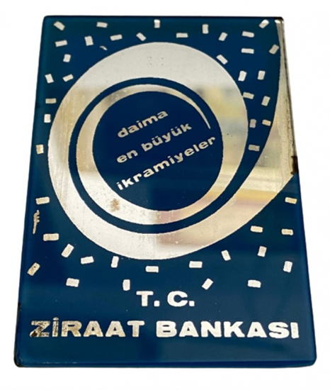 T.C. ZİRAAT BANKASI DAİMA EN BÜYÜK İKRAMİYELER YAZILI REKLAM PROMOSYON  HEDİYE CAM AYNA 