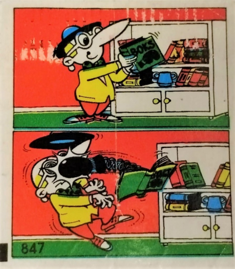 TİPİTİP SAKIZ VE CİKLET İÇERSİNDEN CIKAN YAĞLI KAGIT TÜRÜNDE RENKLİ TİFDRUK BASKI İLE KONULU MİZANSEN KARİKATÜR 