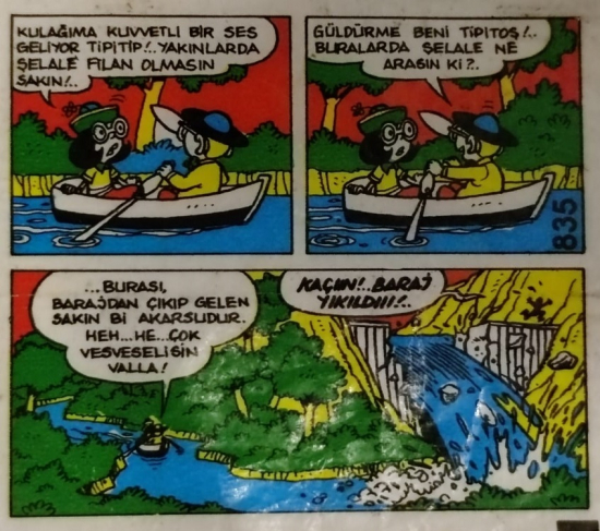 TİPİTİP SAKIZ VE CİKLET İÇERSİNDEN CIKAN YAĞLI KAGIT TÜRÜNDE RENKLİ TİFDRUK BASKI İLE KONULU MİZANSEN KARİKATÜR