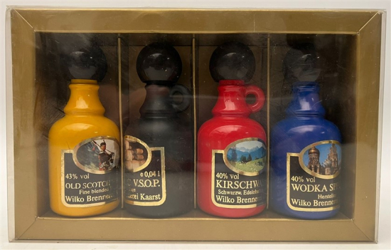 WİLKO BRENNEREİ KAARST  OPAL ŞİŞELERDE 4 LÜ 40 ML MİNYATÜR İÇKİ LİKÖR ŞİŞESİ KAPAGI ACILMAMIŞ DOLU KOLEKSİYON 