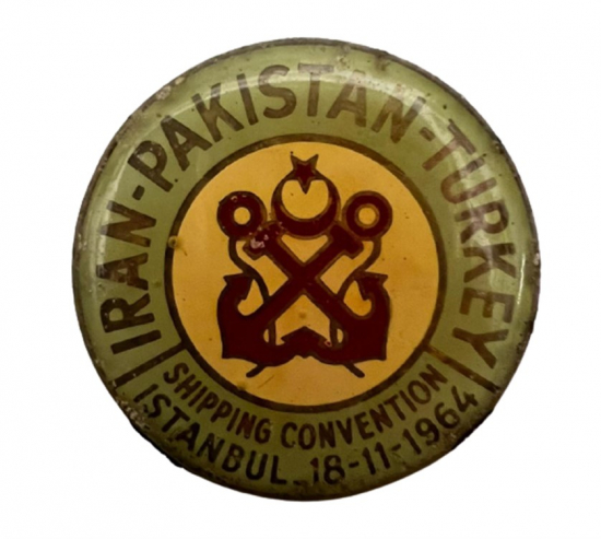 1964 IRAN - PAKISTAN - TURKEY SHIPPING CONVENTION NAKLİYE SÖZLEŞMESİ ANISINA CIKARILAN DENİZCİLİK CIPA ARMALI ROZET