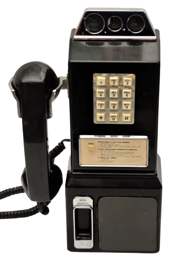 1980 PAYPHONE JR TELECONCEPTS JETONLU RETRO UMUMİ  ANKESÖRLÜ TELEFON  KLASİK VİNTAGE DUVARA MONTE SİYAH