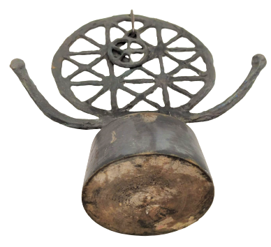 1960 EL YAPIMI ÖZEL TASARIM KOLLU HİTİT GUNEŞİ  AHŞAP KAİDE ÜZERİNDE BRONZ EL SANATKARLARI MUESSESESİ 