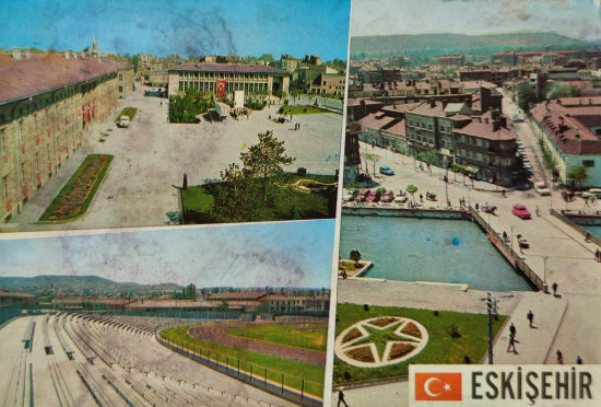 1970 ESKİŞEHİR PARCALI KARTPOSTAL POSTADAN GECMİŞ RENKLİ OFSET BASKI 