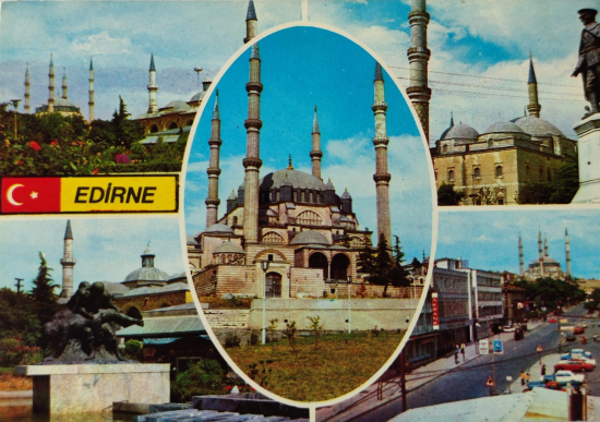 1970 EDİRNE RENKLİ PARCALI KARTPOSTAL OFSET BASKI ARKASI YAZILI 